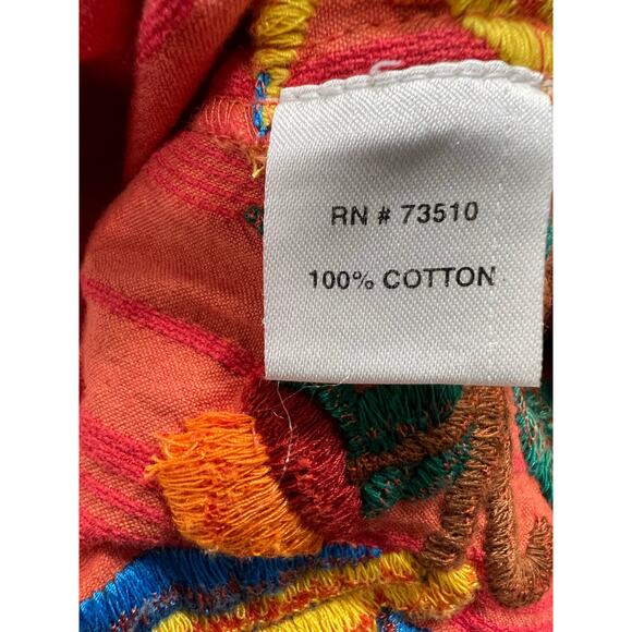 IVY Jane orange 3/4 dramatic bell sleeve embroidered tropical parrots SZ XL - Picture 7 of 9